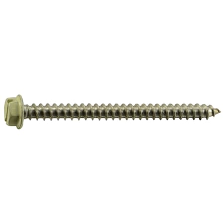 Sheet Metal Screw, #8 X 2 In, Painted 18-8 Stainless Steel Hex Head Combination Drive, 12 PK